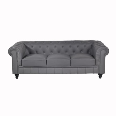 Sofá gris Chesterfield sofá de oficina sofá de recepción cuero textil nuevo jvmoebel ®