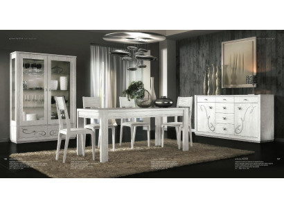Comedor Mesa de comedor Silla Cómoda Vitrina Grupo de comedor Mesa Mesas Madera Juego de 7 piezas.