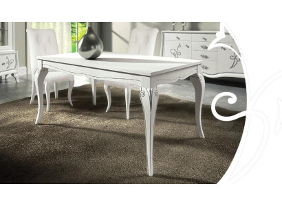Mesa extensible, mesa xxl, mesas modernas de madera para comedor, diseño blanco nuevo.