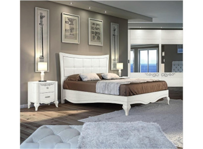 Cama Cama doble Camas Acolchado Madera Diseñador Marco de cama doble Blanco Estructuras de cama