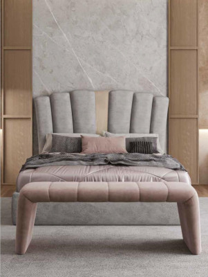 Taburete Acolchado Asiento Diseño Textil Relax Lujo Sofá Banqueta Tela Moderno