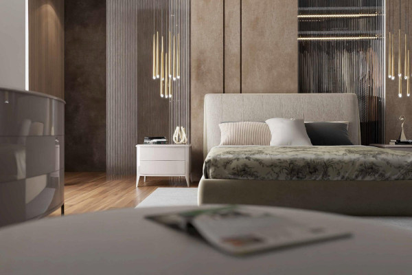 Diseño de muebles de dormitorio de lujo para mesitas de noche, consolas y mesas auxiliares nuevas.