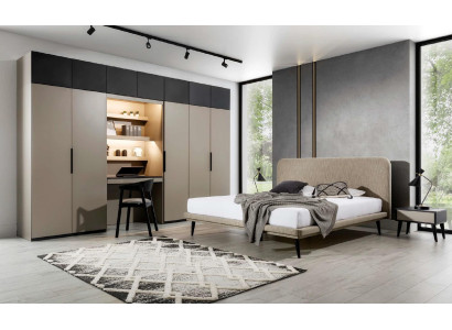 Armario de ropa gris Elegante diseño de dormitorio de madera moderno Muebles de lujo nuevos
