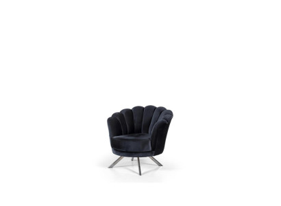 Silla de coctel, sillón de orejas, sillón tapizado de tela, negro, asiento.