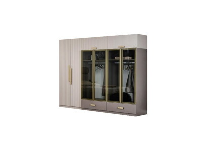 Armario de madera para ropa Armario de madera Beige Dormitorio Moderno