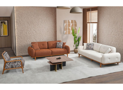 Sofá de tres plazas, sillón, sofá marrón, sofá tapizado, sofá de tela de 3 piezas