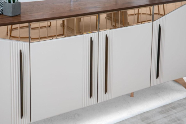 Grupo de comedor, comedor, esquina de comida, mesa de comedor, sillas, aparador, madera, beige, juego de 8 piezas.