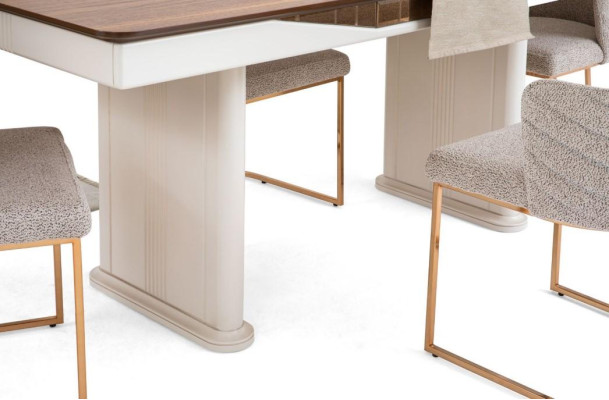 Grupo de comedor, comedor, esquina de comida, mesa de comedor, sillas, aparador, madera, beige, juego de 8 piezas.