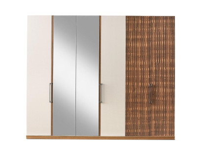 Armario robusto de color beige para dormitorio, armario de madera empotrable.