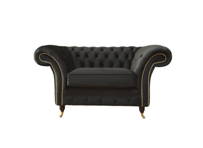 Sillón Chesterfield Lounge negro sofá sofá tapizado moderno tela nueva