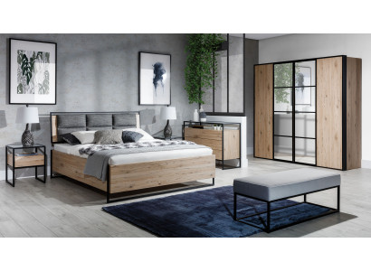 Juego de dormitorio moderno cama armario madera cómoda conjunto de 5 piezas.