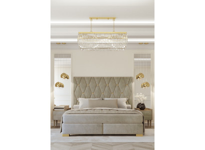 Dormitorio gris Cama doble Mesas de noche de diseñador Lujo Juego de 3 piezas