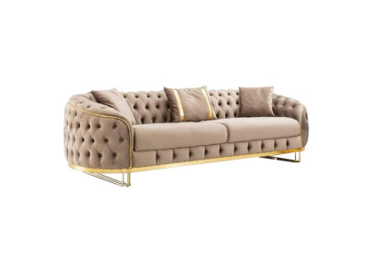 Sofá Chesterfield de tres plazas de salón con estilo, muebles lujosos nuevos.
