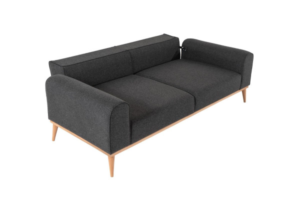 Moderno sofá gris de tres plazas lujoso de tela para sala de estar muebles de asiento.