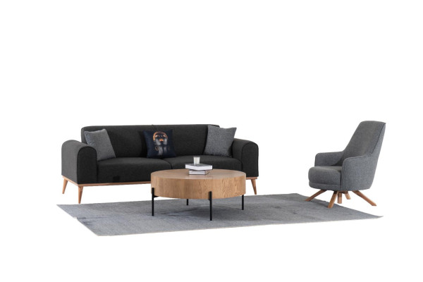 Moderno sofá gris de tres plazas lujoso de tela para sala de estar muebles de asiento.