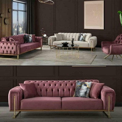 Sofá Chesterfield de diseñador, lujosas 2 sofás acolchados, muebles de salón.