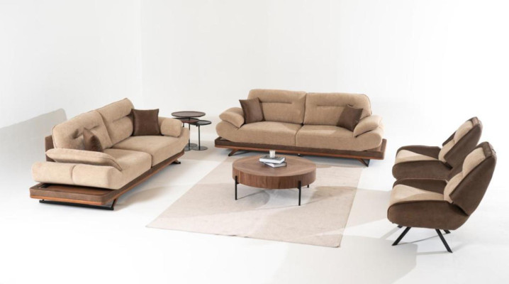 Sillón marrón de lujo Tapizado de tela Sillón individual Relax Mobiliario de sala de estar