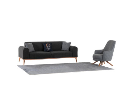 Conjunto exclusivo de sala de estar de sofá de 3 plazas y sillón novedoso de 2 piezas.