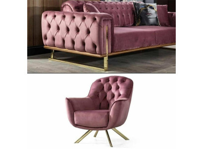 Salón de diseño compuesto por un sofá de 3 plazas y un sillón de 2 piezas, nuevo.