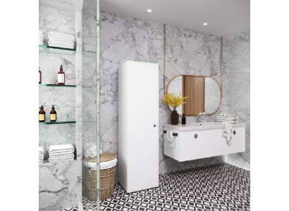 Baño gabinete de baño diseño moderno con estantes blanco rectangular moderno.