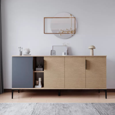 Marrón Gris Claro Moderno Rectangular Aparador Sala de estar Diseño de lujo