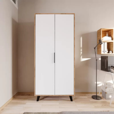 Dormitorio Armario de ropa Diseño moderno Blanco Marrón Bicolor Lujo