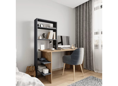 Dormitorio juvenil Escritorio de computadora Diseño moderno Marrón Gris