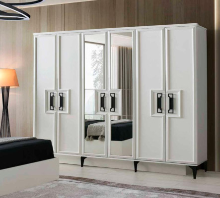 Armario rectangular de diseño moderno blanco unicolor para dormitorio
