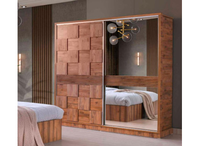Armario rectangular marrón con diseño moderno y estilo unicolor para dormitorio.