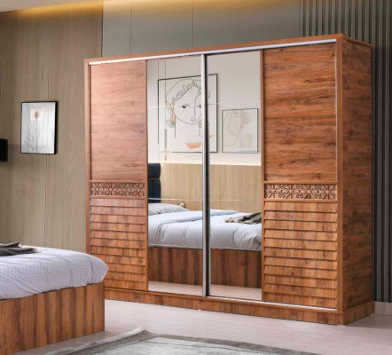 Armario marrón monocromático rectangular de diseño moderno estilo dormitorio