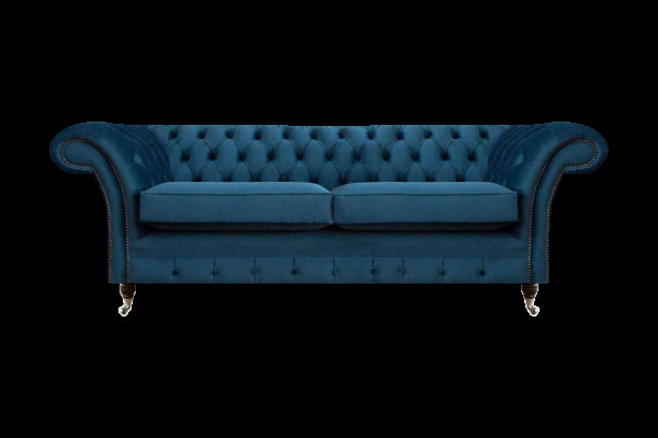 Sofás Chesterfield de lujo para la sala de estar azul, sofás diseñados de dos plazas.