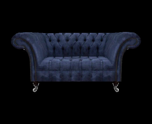 Sofá tapizado Chesterfield azul para la sala de estar, de 2 plazas, muebles de lujo y de alta calidad.