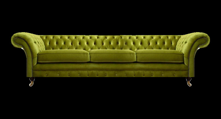 Sofá tapizado Chesterfield verde oliva con función de cama para sala de estar.