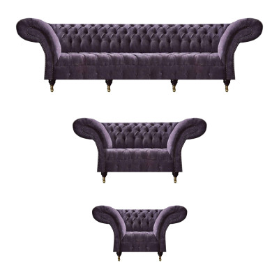 Chesterfield Sofá Morado Moderno de 4 plazas Diseñador de 2 plazas Sillón