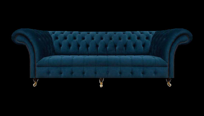 Muebles de diseñador Chesterfield Sofá azul oscuro Designer Sofás de tela de lujo