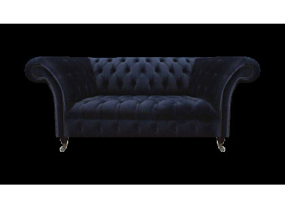 Sofá tapizado Chesterfield azul marino de la sala de estar, sofá de tela, muebles modernos.