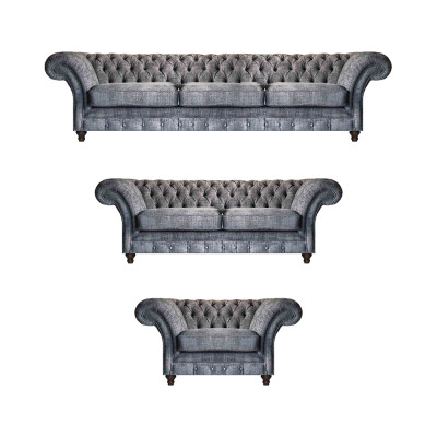 Chesterfield Conjunto de telas grises para el salón Sofás de diseño Sofás