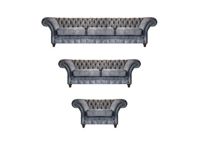 Chesterfield Conjunto de telas grises para el salón Sofás de diseño Sofás