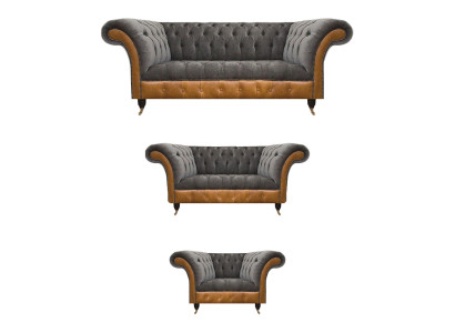 Sofás de tela Chesterfield gris-marrón, muebles tapizados de diseño para la sala de estar.