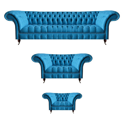 Cielo azul Chesterfield Set de asientos lujosos Sofás de diseñador.