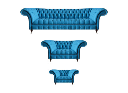 Cielo azul Chesterfield Set de asientos lujosos Sofás de diseñador.