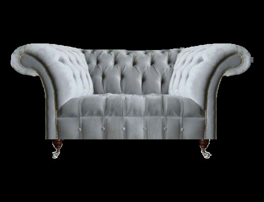Sofá tapizado Chesterfield gris claro, muebles de diseñador, sofá moderno y elegante.