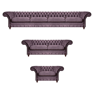 Chesterfield Lila Conjunto de sofás completo Juego de sofás moderno de 3 piezas