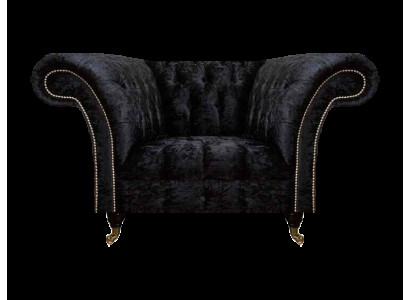 Chesterfield - Sillón de un asiento negro con lujo de respaldo.