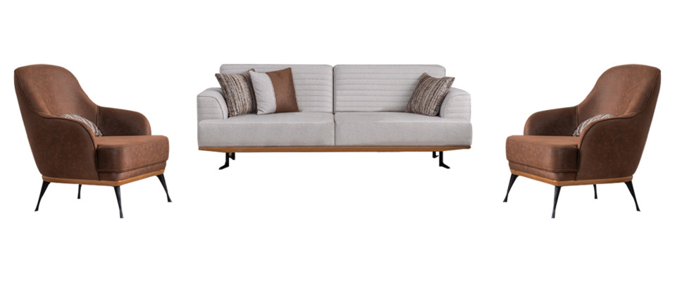 Conjunto moderno de sala de estar de 3 piezas: sofá triple y sillón para sala de estar.