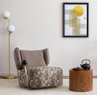Sillón tapizado de colores vivos, diseño de sala de estar, sillón de respaldo, relajante, para una persona, nuevo.