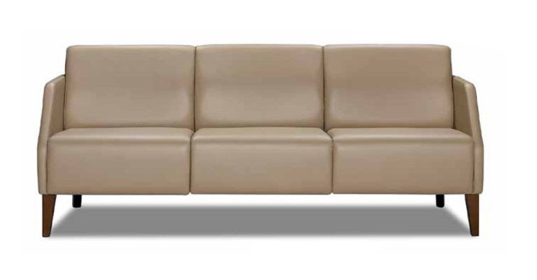 Sala de estar beige Juego de muebles de cuero Diseñador de 3 plazas Sillón exclusivo de 2 piezas