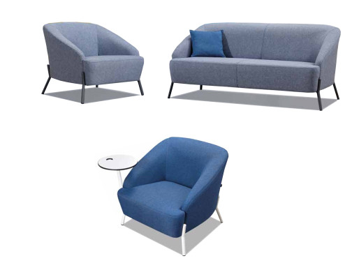 Conjunto de sofás gris azul diseñador moderno de 2 plazas sillón