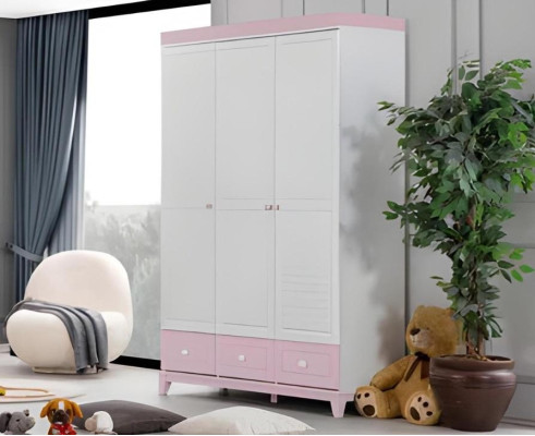 Habitación juvenil Conjunto de 2 piezas de muebles de dormitorio para niños con cama elegante y armario.