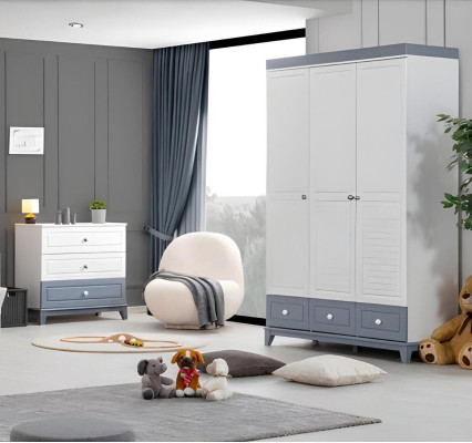Juego de habitación infantil Armario moderno Cómoda Muebles de madera Dormitorio Nuevo